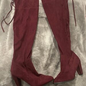 Catherine Malandrino Deep Red Over-the-Knee Boots
